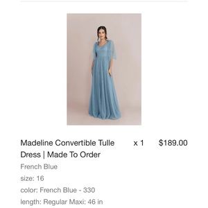 Revelry French Blue Madeline Convertible Tulle